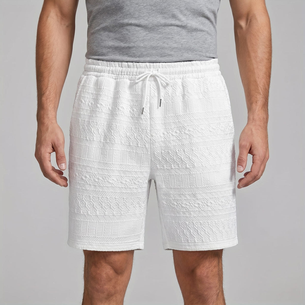 Herren Shorts mit Strukturmuster und Kordelzug | August