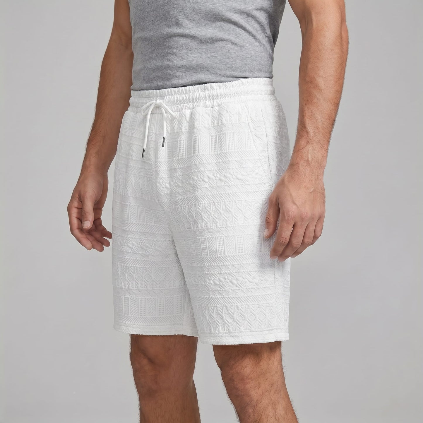 Herren Shorts mit Strukturmuster und Kordelzug | August_7
