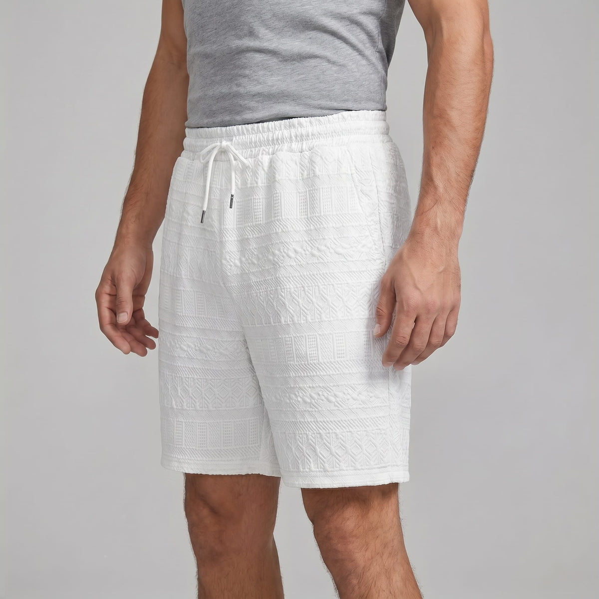 Herren Shorts mit Strukturmuster und Kordelzug | August