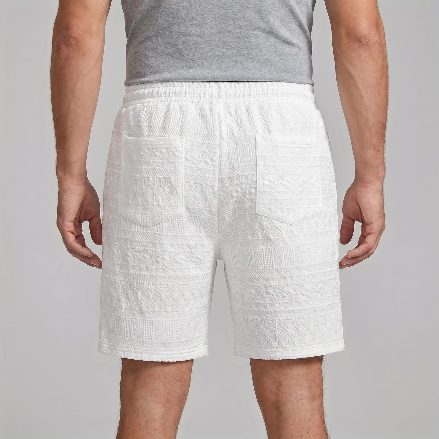 Herren Shorts mit Strukturmuster und Kordelzug | August_8