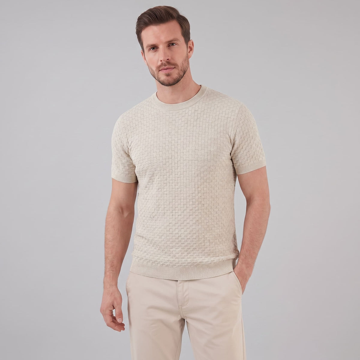 Herren Strickshirt mit Korbgeflecht-Struktur | Reinhard_1
