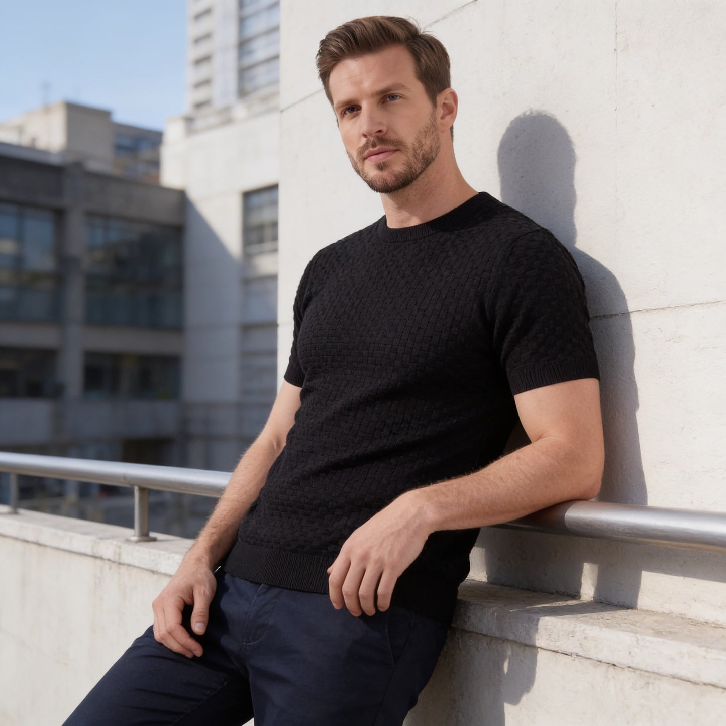 Herren Strickshirt mit Korbgeflecht-Struktur | Reinhard_12