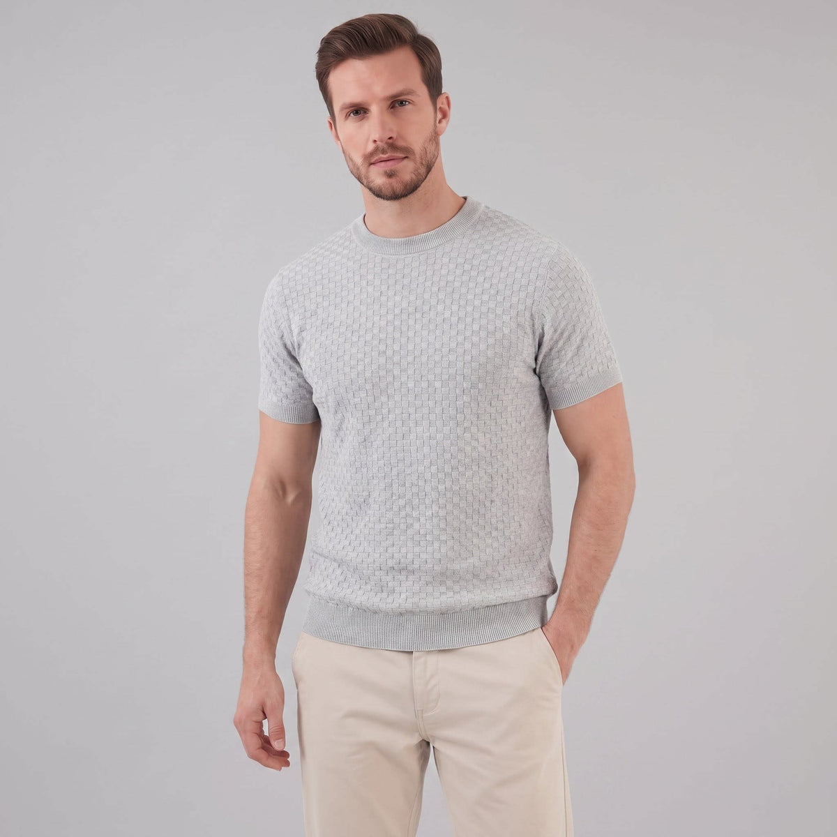 Herren Strickshirt mit Korbgeflecht-Struktur | Reinhard