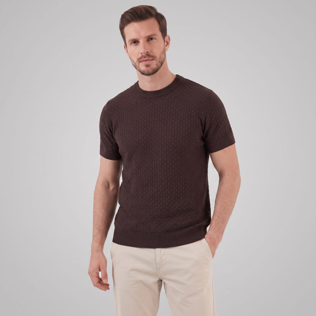 Herren Strickshirt mit Korbgeflecht-Struktur | Reinhard