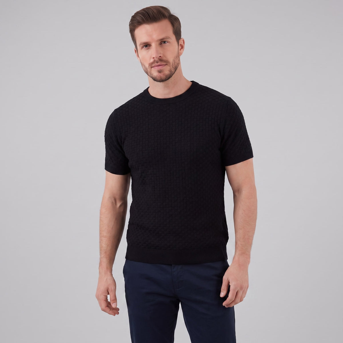 Herren Strickshirt mit Korbgeflecht-Struktur | Reinhard_7