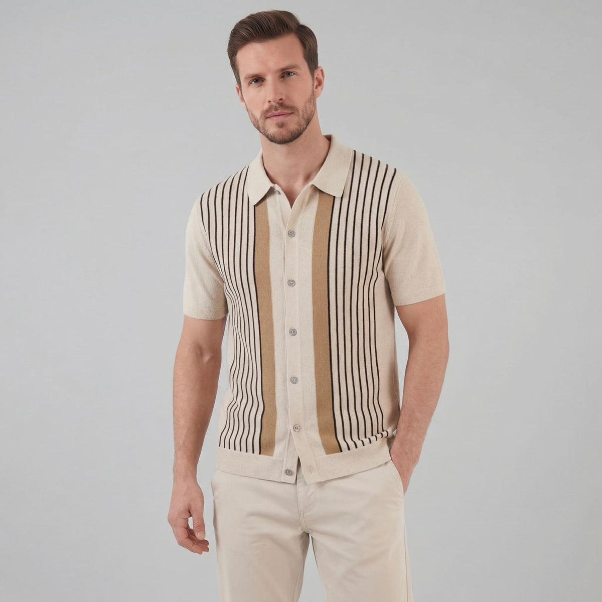 Herren Strickhemd mit Streifenmuster | Friedrich