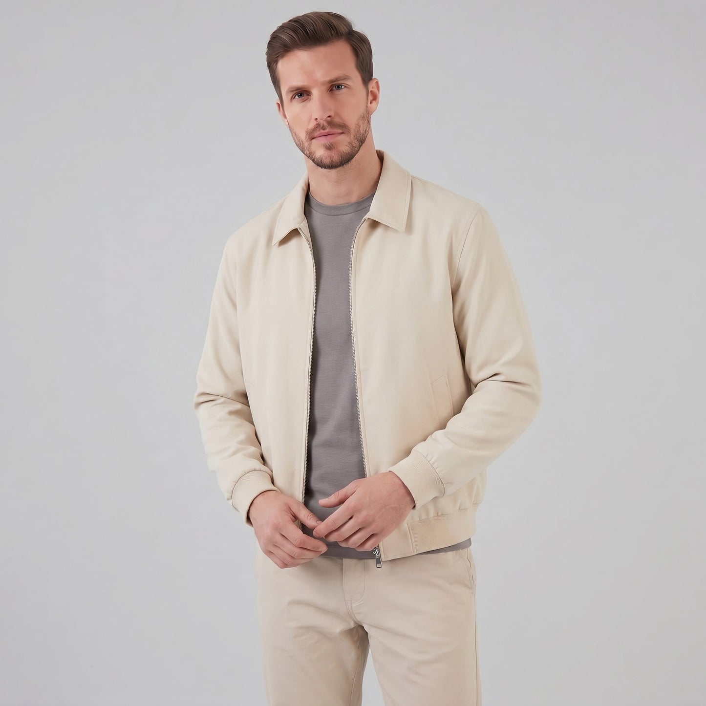 Herren Blouson Beige mit Rippbündchen | Arthur_1