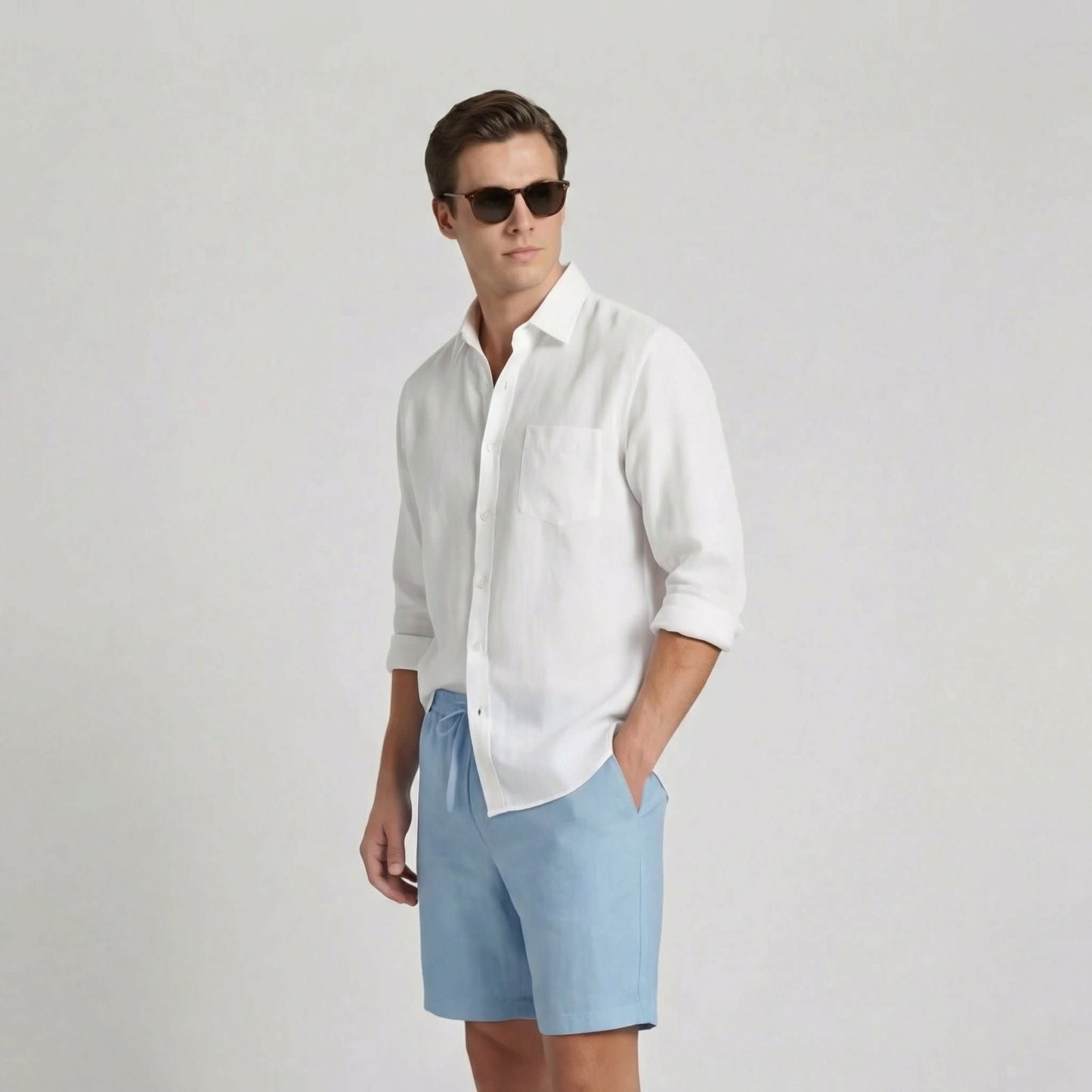 Herren Leinenshorts mit Elastikbund | Merten_4