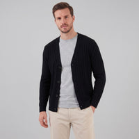 Herren Rippstrickjacke mit V-Ausschnitt | Rupert