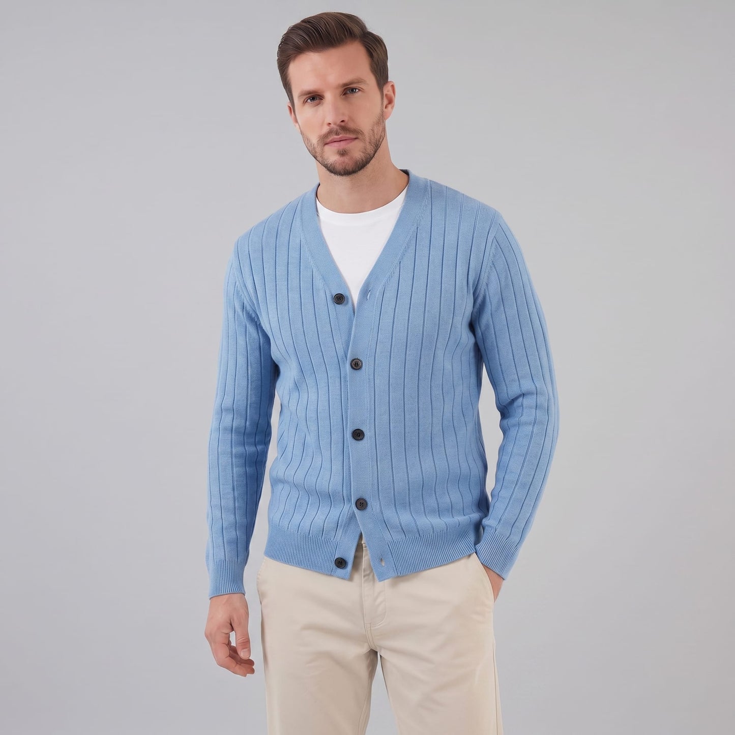 Herren Rippstrickjacke mit V-Ausschnitt | Rupert_11