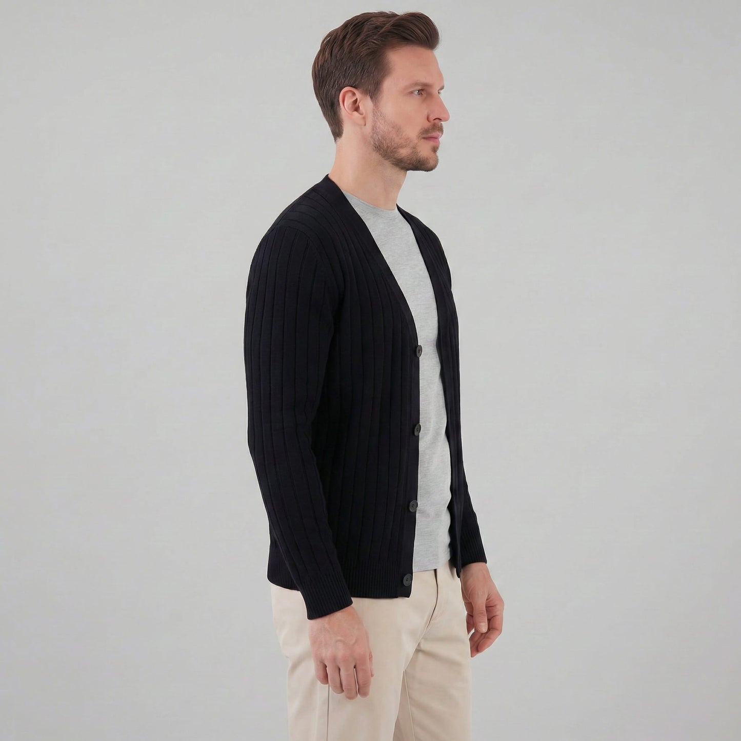 Herren Rippstrickjacke mit V-Ausschnitt | Rupert_2