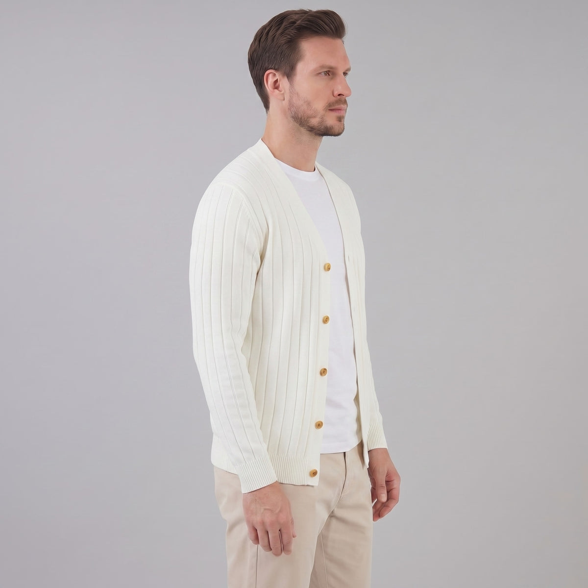 Herren Rippstrickjacke mit V-Ausschnitt | Rupert
