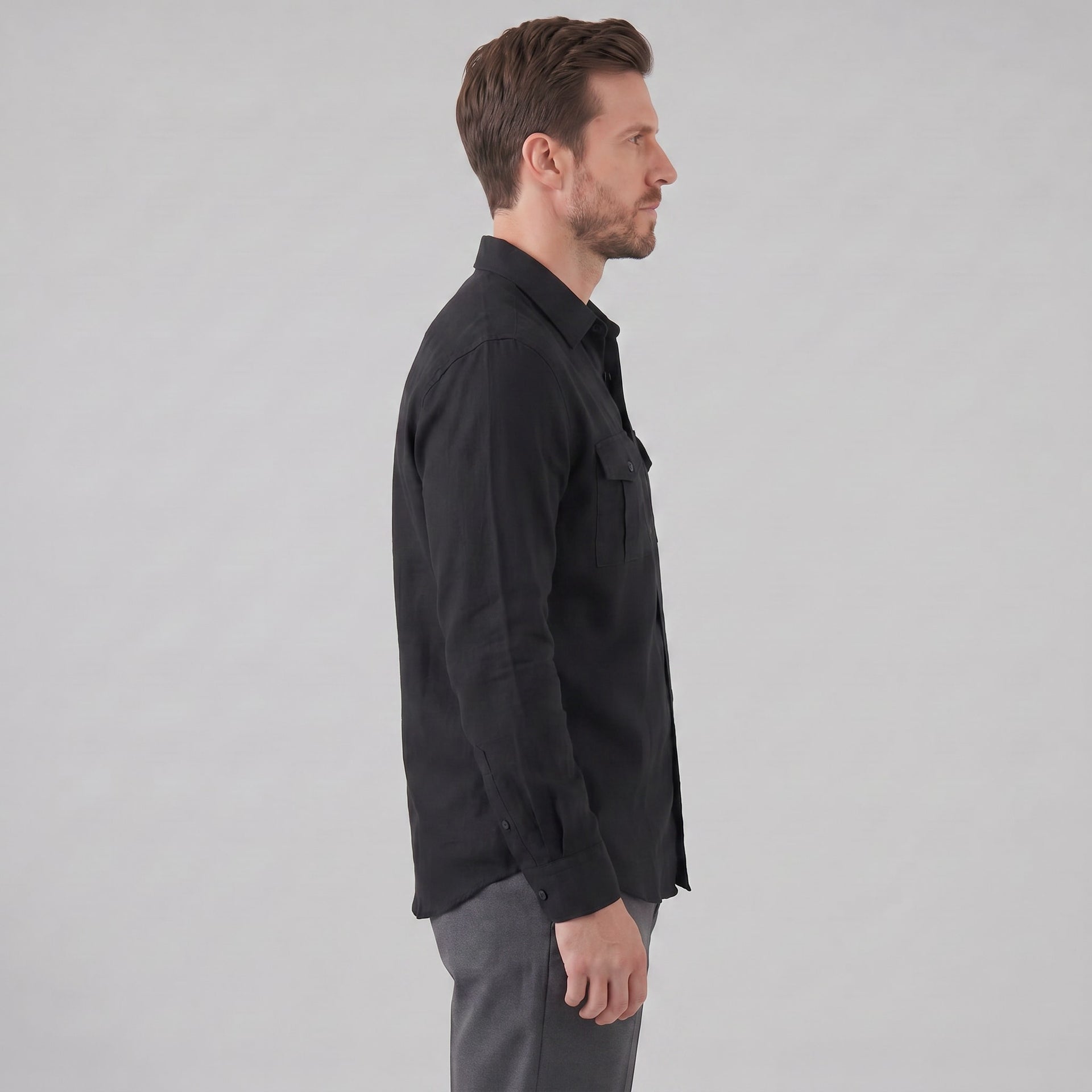 Herren Leinenhemd mit Brusttaschen | Fritz