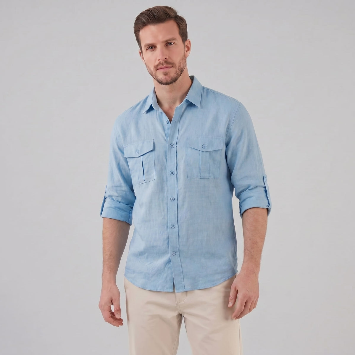Herren Leinenhemd mit Brusttaschen | Fritz_6