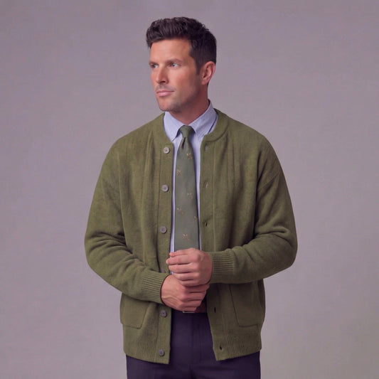 Herren Strickjacke mit Knopfleiste und Rundhals | Dietmar_1