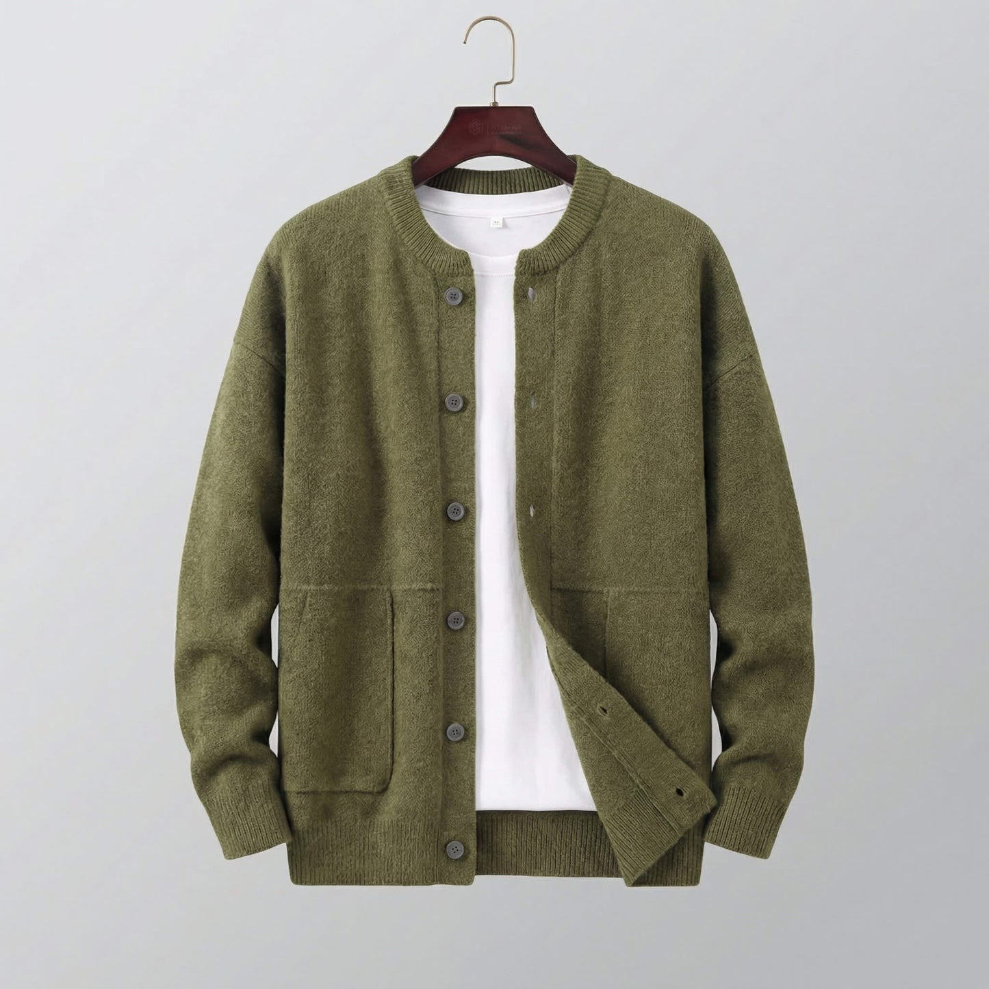Herren Strickjacke mit Knopfleiste und Rundhals | Dietmar_2