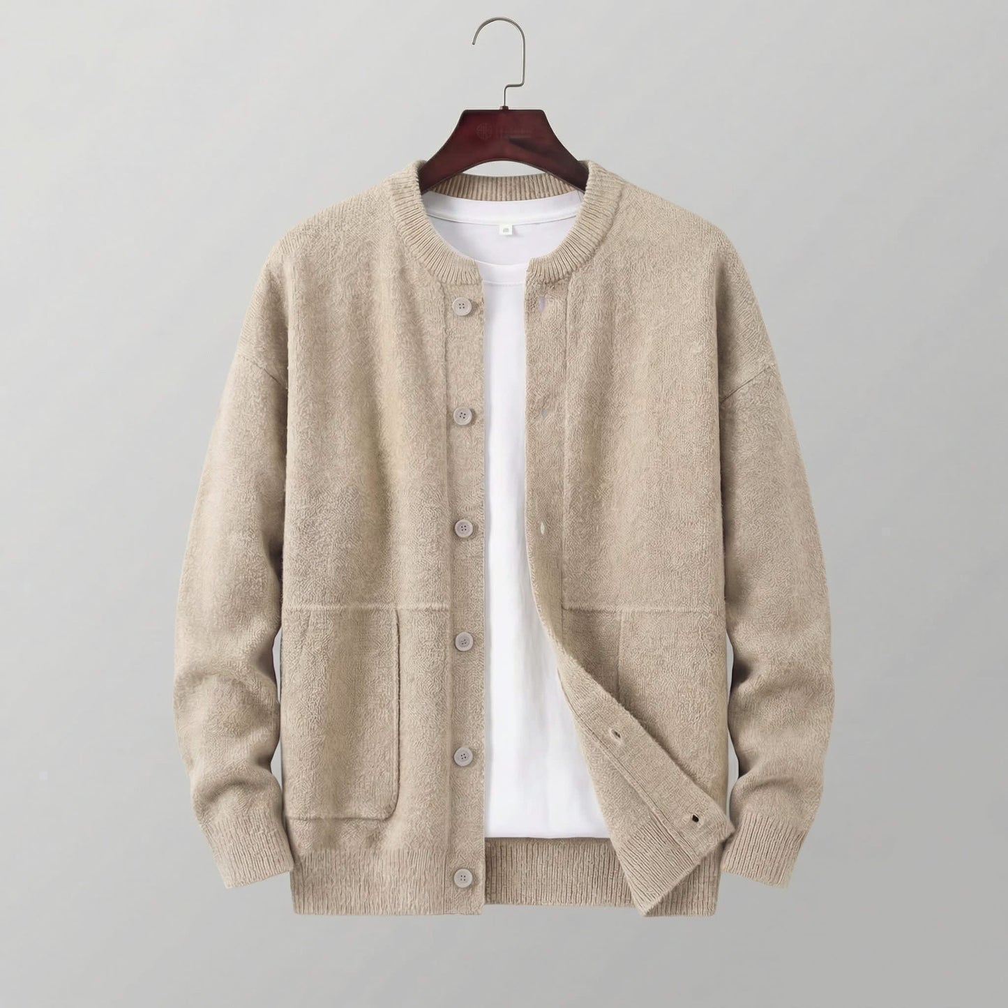 Herren Strickjacke mit Knopfleiste und Rundhals | Dietmar_5