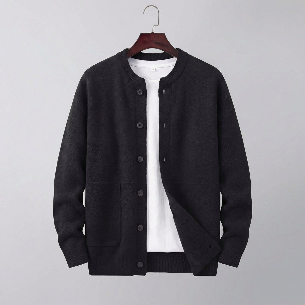 Herren Strickjacke mit Knopfleiste und Rundhals | Dietmar_6