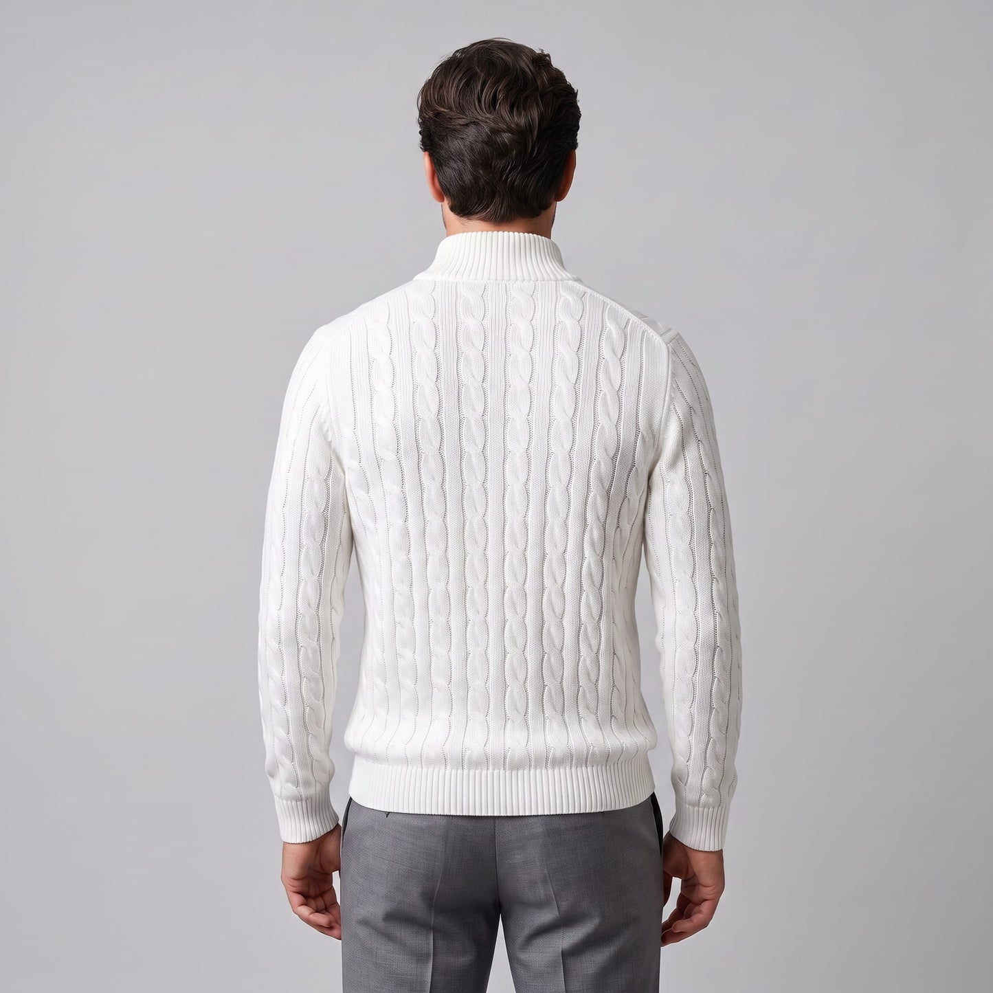 Herren Baumwollpullover Troyer mit Zopfmuster | Samuel_14
