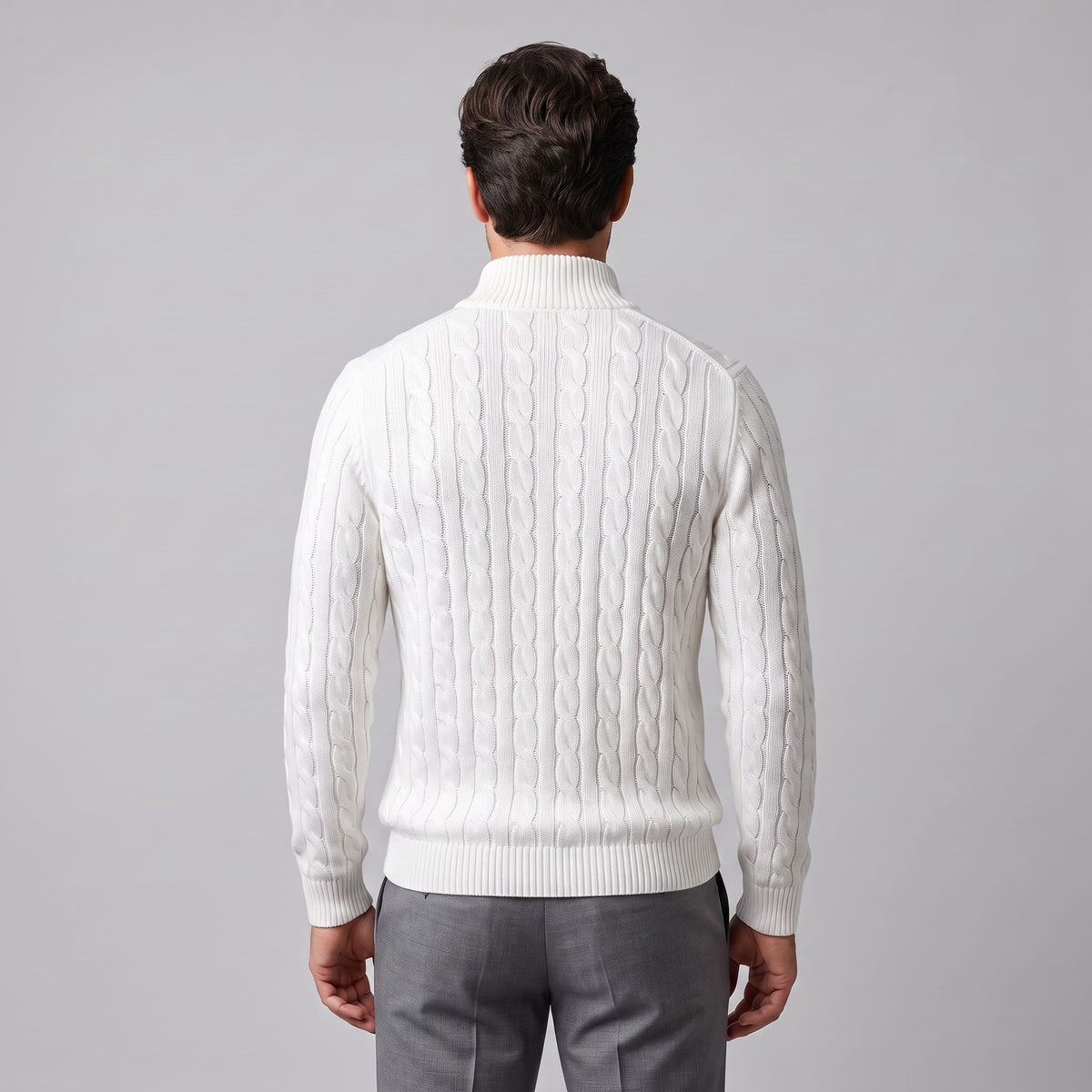 Herren Baumwollpullover Troyer mit Zopfmuster | Samuel