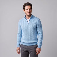 Herren Baumwollpullover Troyer mit Zopfmuster | Samuel
