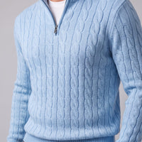 Herren Baumwollpullover Troyer mit Zopfmuster | Samuel