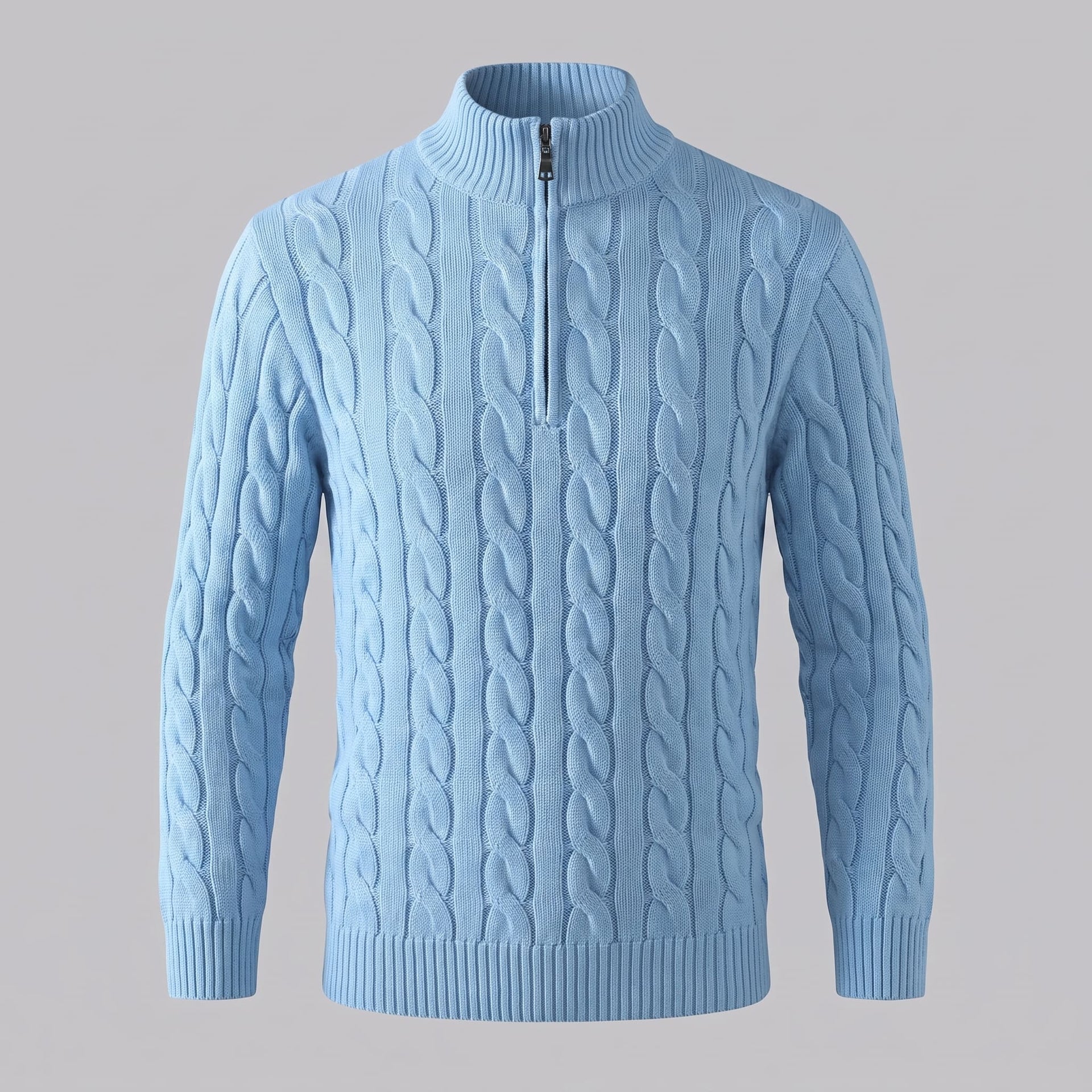 Herren Baumwollpullover Troyer mit Zopfmuster | Samuel