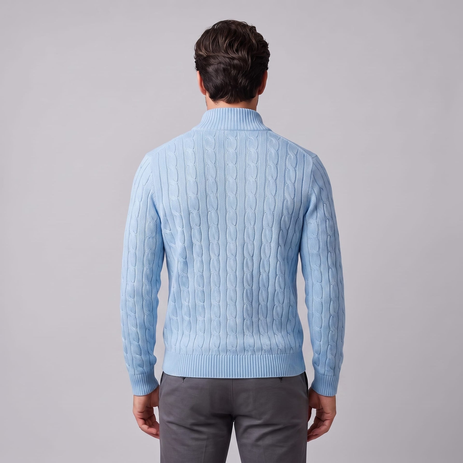 Herren Baumwollpullover Troyer mit Zopfmuster | Samuel