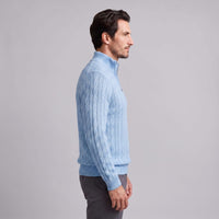 Herren Baumwollpullover Troyer mit Zopfmuster | Samuel