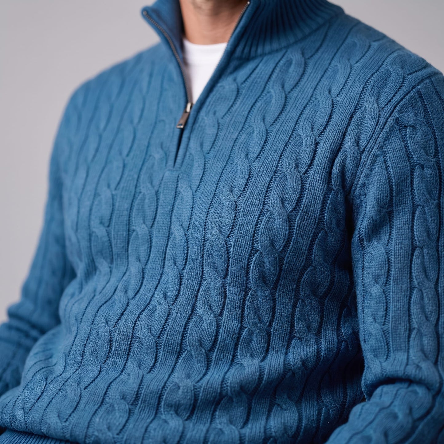 Herren Baumwollpullover Troyer mit Zopfmuster | Samuel_22