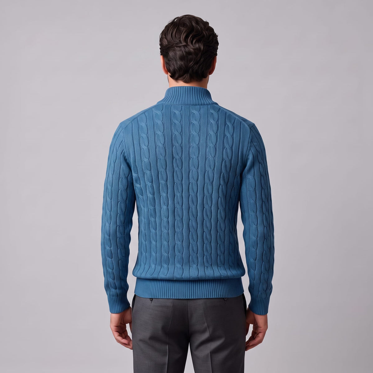 Herren Baumwollpullover Troyer mit Zopfmuster | Samuel