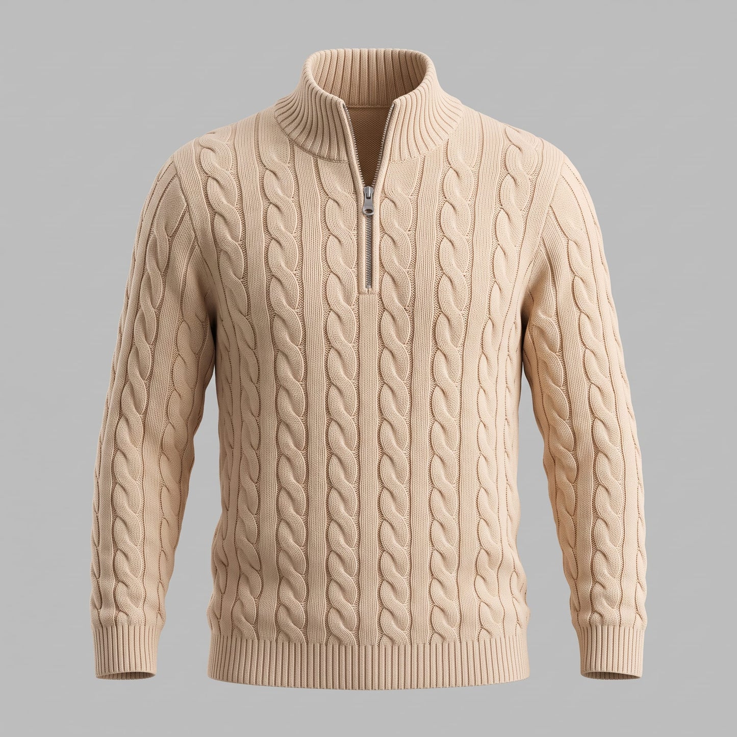 Herren Baumwollpullover Troyer mit Zopfmuster | Samuel_28
