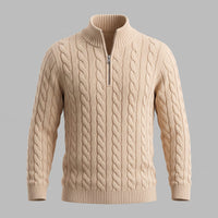 Herren Baumwollpullover Troyer mit Zopfmuster | Samuel