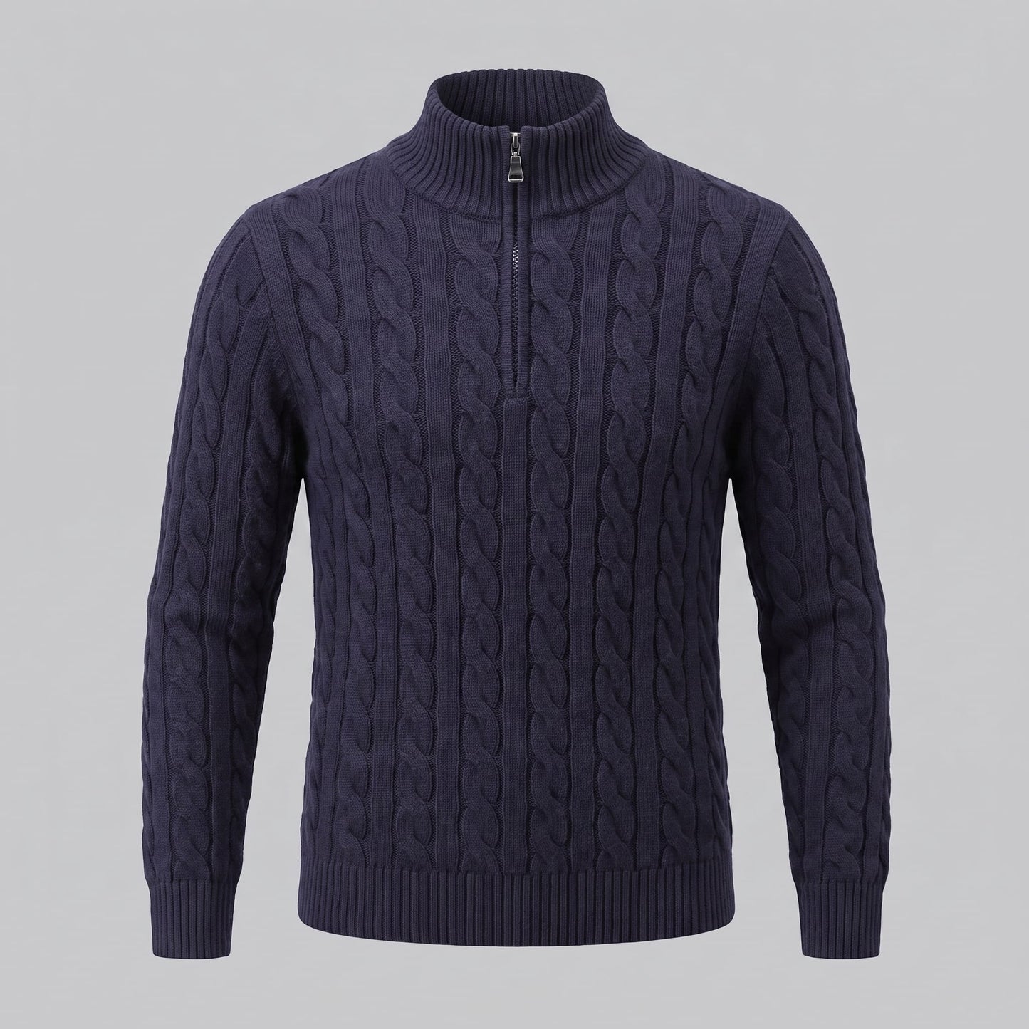 Herren Baumwollpullover Troyer mit Zopfmuster | Samuel_3
