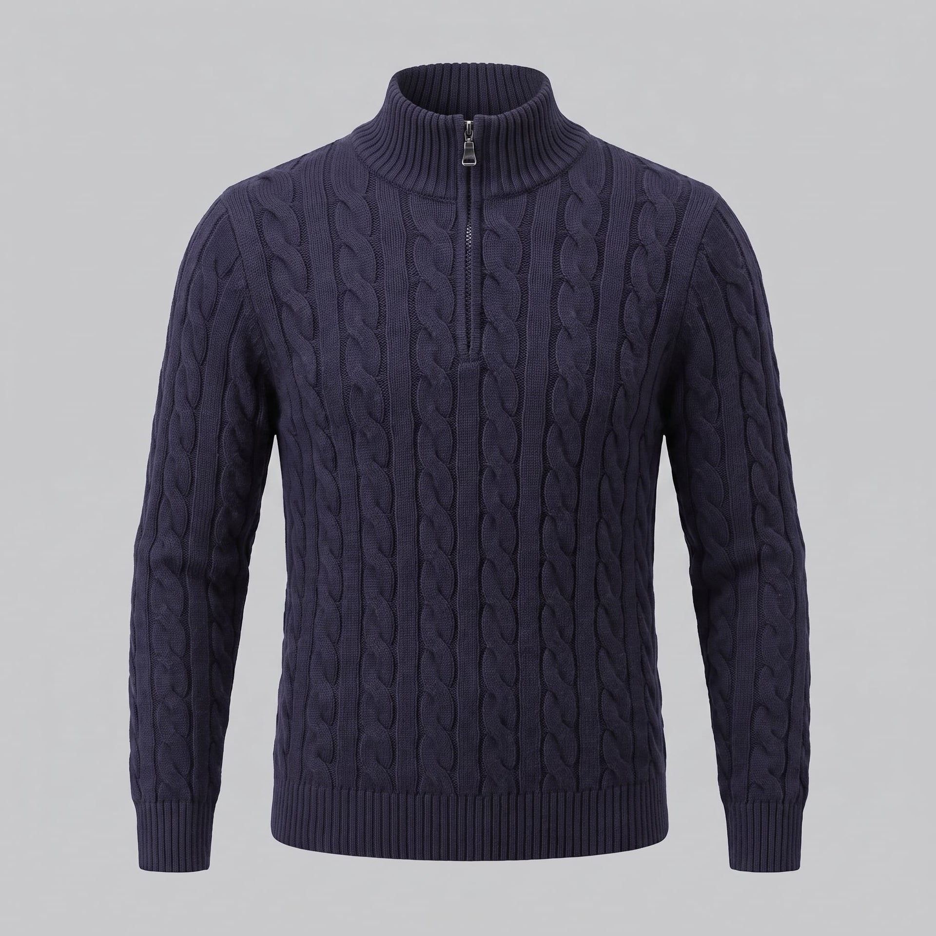 Herren Baumwollpullover Troyer mit Zopfmuster | Samuel