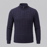 Herren Baumwollpullover Troyer mit Zopfmuster | Samuel