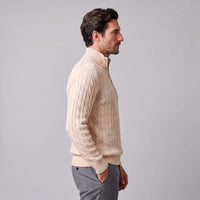Herren Baumwollpullover Troyer mit Zopfmuster | Samuel