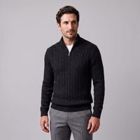 Herren Baumwollpullover Troyer mit Zopfmuster | Samuel