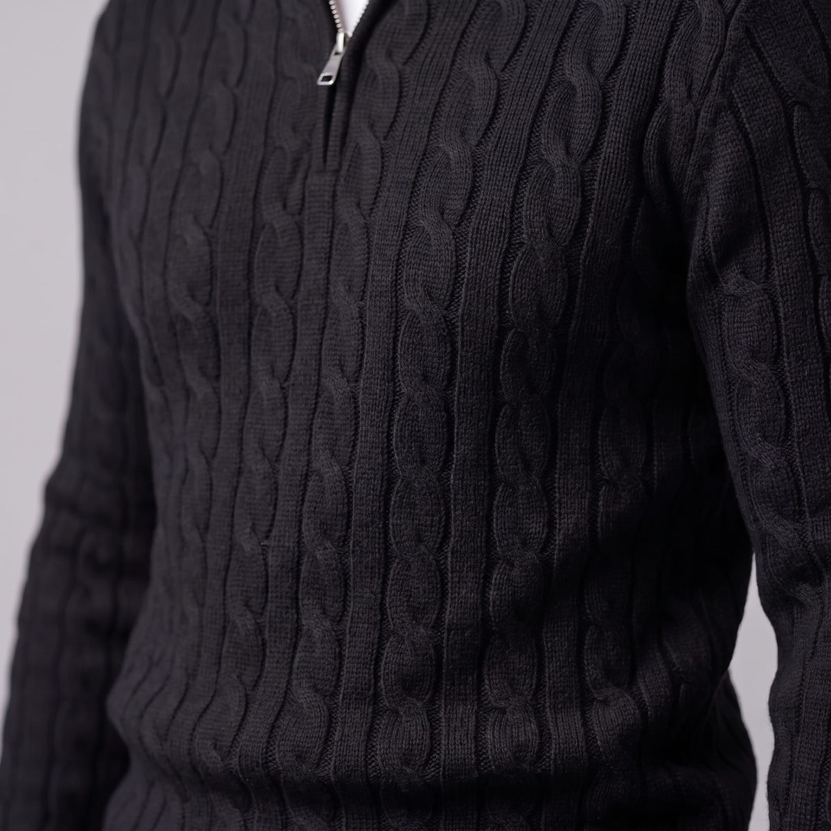 Herren Baumwollpullover Troyer mit Zopfmuster | Samuel_32