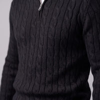 Herren Baumwollpullover Troyer mit Zopfmuster | Samuel