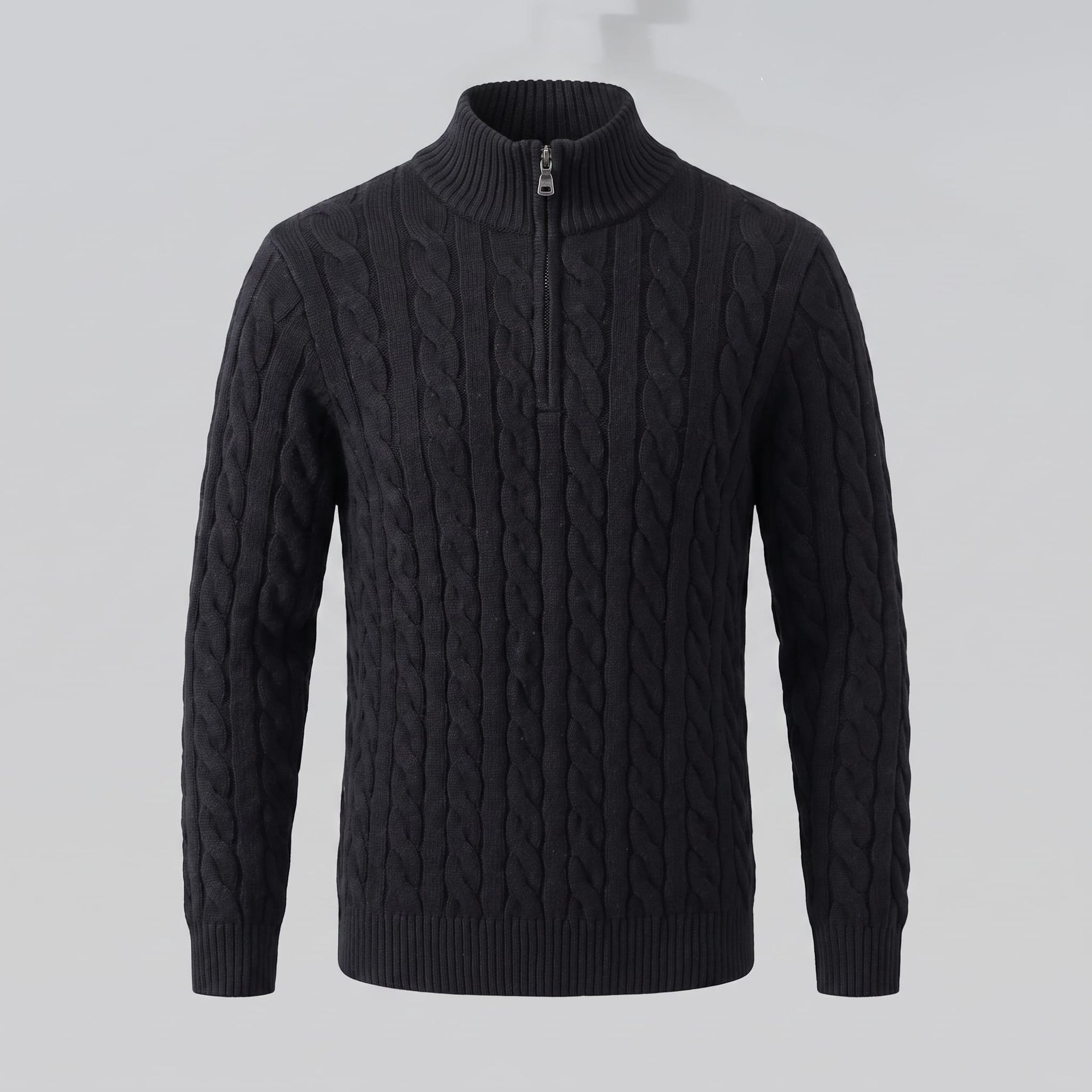 Herren Baumwollpullover Troyer mit Zopfmuster | Samuel