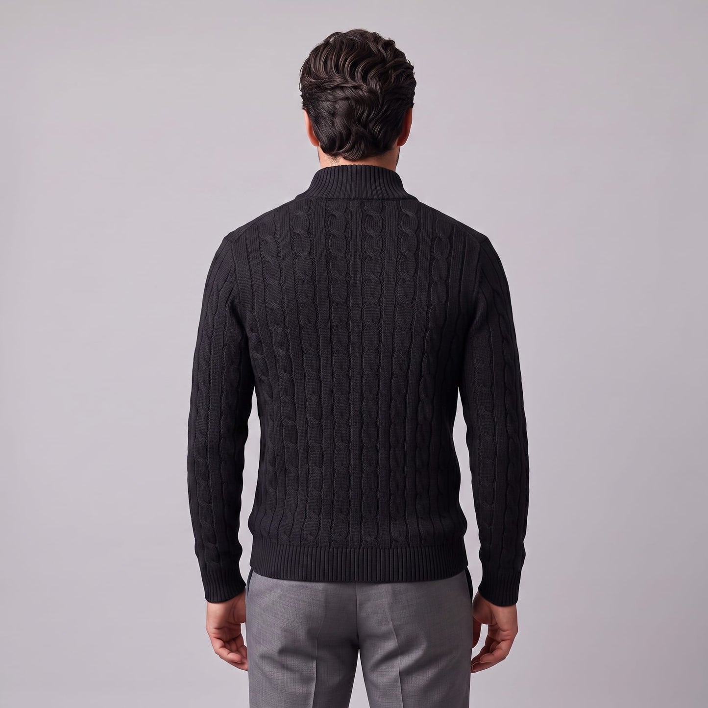 Herren Baumwollpullover Troyer mit Zopfmuster | Samuel_34