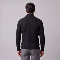 Herren Baumwollpullover Troyer mit Zopfmuster | Samuel