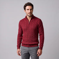 Herren Baumwollpullover Troyer mit Zopfmuster | Samuel