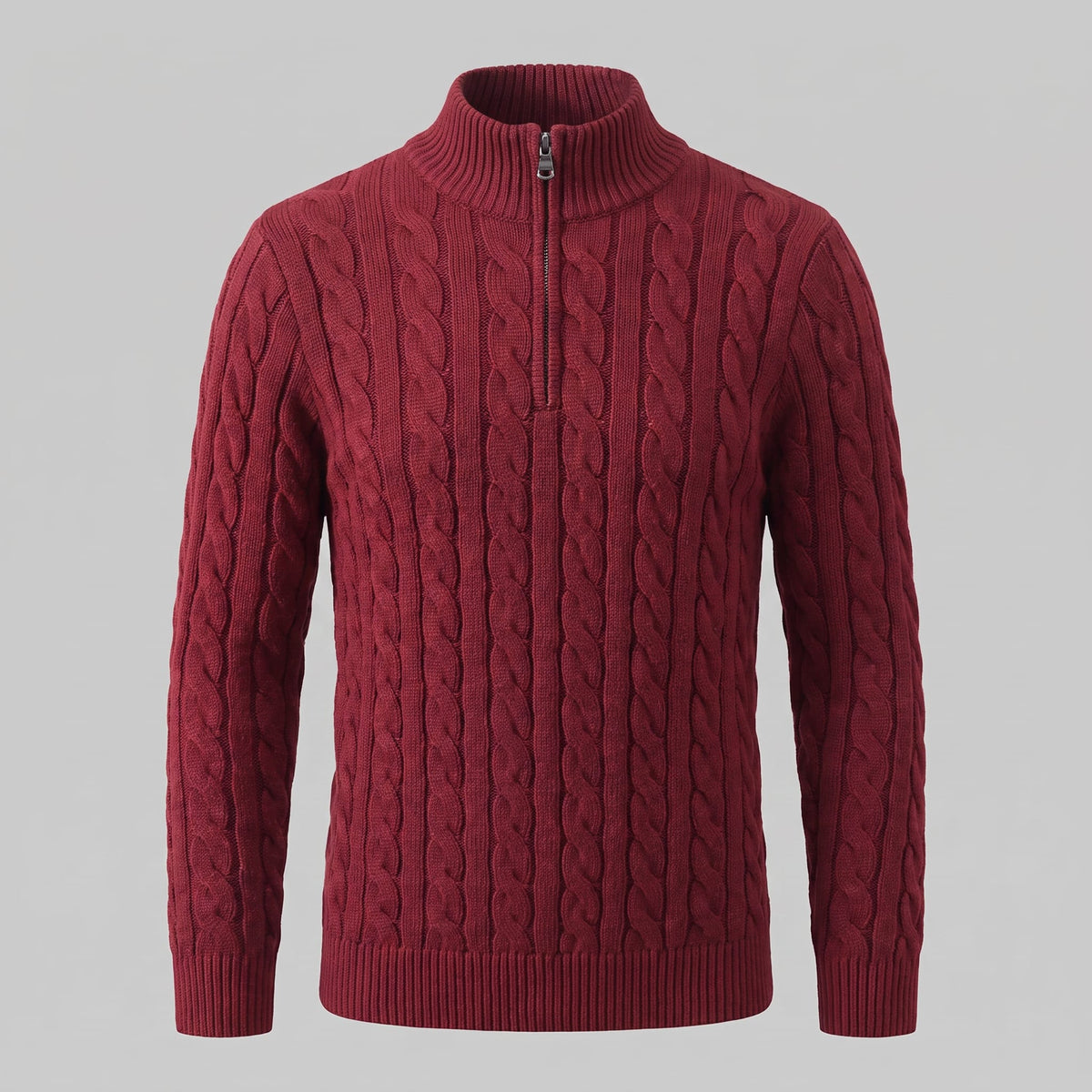 Herren Baumwollpullover Troyer mit Zopfmuster | Samuel_38