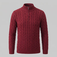 Herren Baumwollpullover Troyer mit Zopfmuster | Samuel
