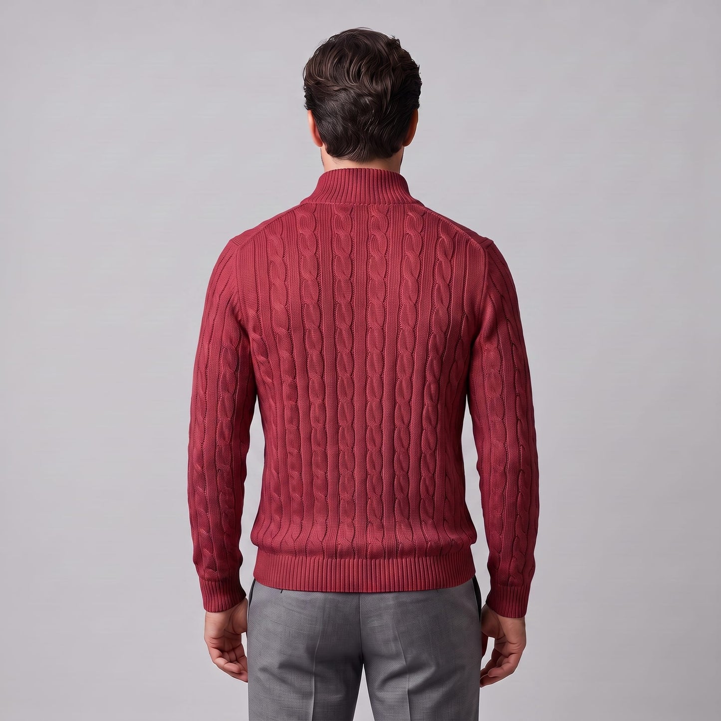 Herren Baumwollpullover Troyer mit Zopfmuster | Samuel_39