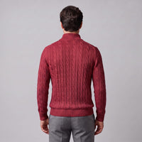 Herren Baumwollpullover Troyer mit Zopfmuster | Samuel