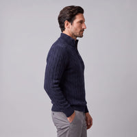 Herren Baumwollpullover Troyer mit Zopfmuster | Samuel