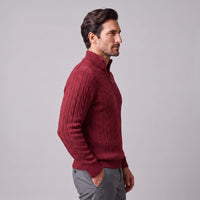 Herren Baumwollpullover Troyer mit Zopfmuster | Samuel